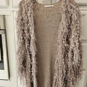 Altar'd State Shaggy Knit Cardigan - Beige